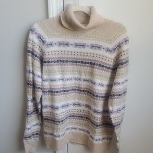 LOFT Multicolor Striped Turtleneck Sweater